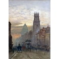 thumbnail image 2 of Marshall, Herbert Menzies 24x32 Black Ornate Wood Framed with Double Matting Museum Art Print Titled - Fleet Street By Temple Bar, 2 of 4