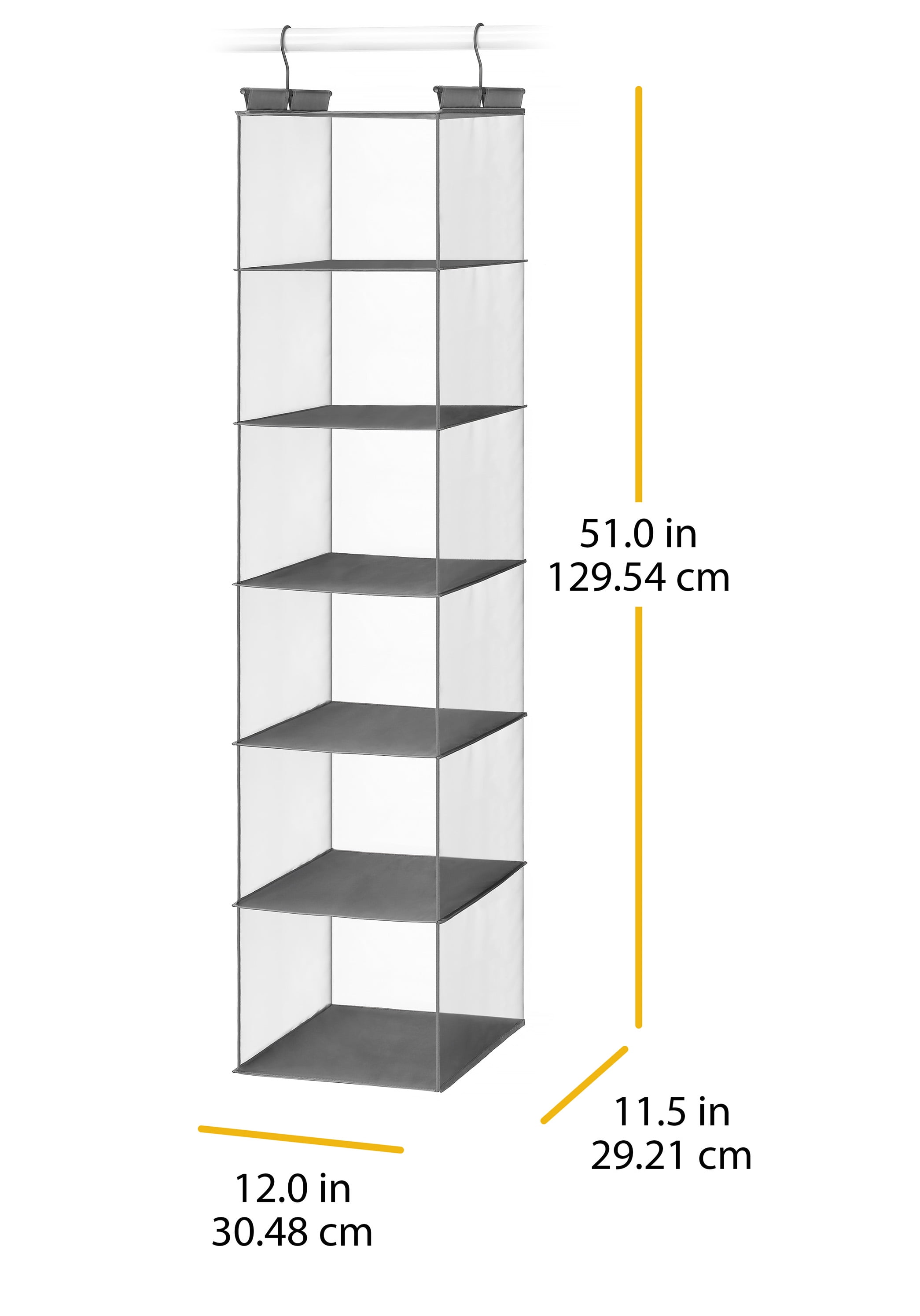 Whitmor 6 Section Hanging Closet Organizer Shelves with Sturdy