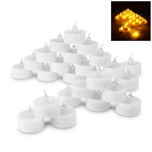 SHOWERORO 24Set Flameless Flickering Candles Warm White Plastic For Birthdays