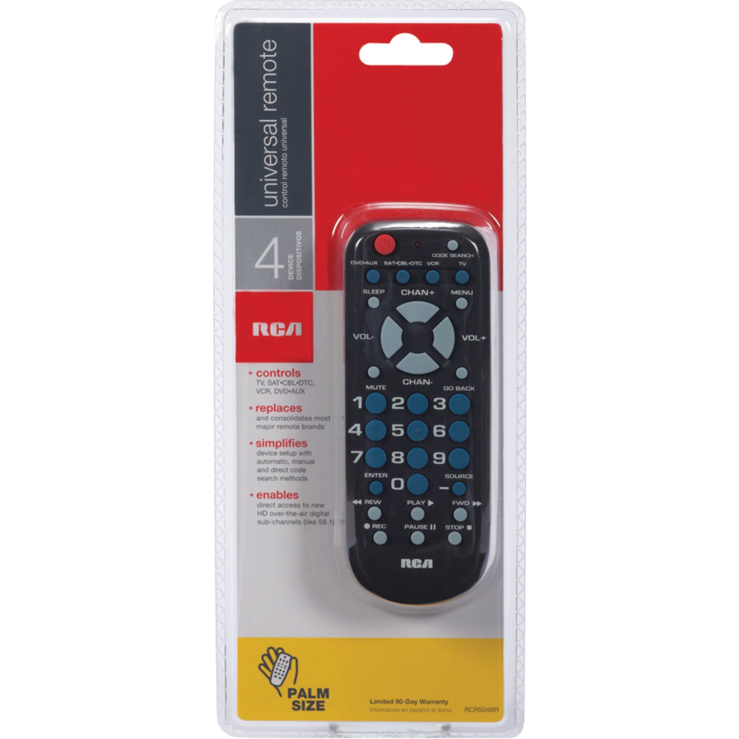 RCA Rcr504be 4-device Palm-sized Universal Remote - image 3 of 3