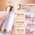 thumbnail image 3 of Water Dental Flosser Oral Irrigator with 3 Modes, 230ml Cordless Water Teeth Cleaner Pick 4 Tips, IPX7 Waterproof Rechargeable Portable Powerful Battery for Travel & Home Braces & Bridges Care, 3 of 9
