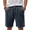 thumbnail image 5 of Havenx Mens Corduroy Shorts Elastic Waist Button Shorts with Pockets Leather Label Stretch Short Pant Summer Beach Breathable Lightweight Clothes,Navy M, 5 of 5