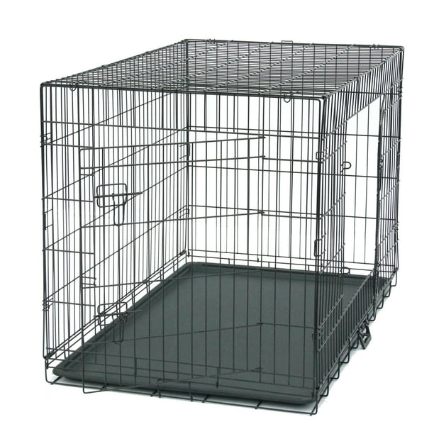 48'' Double Door Folding Metal Dog Crate, Divider Panel, Floor