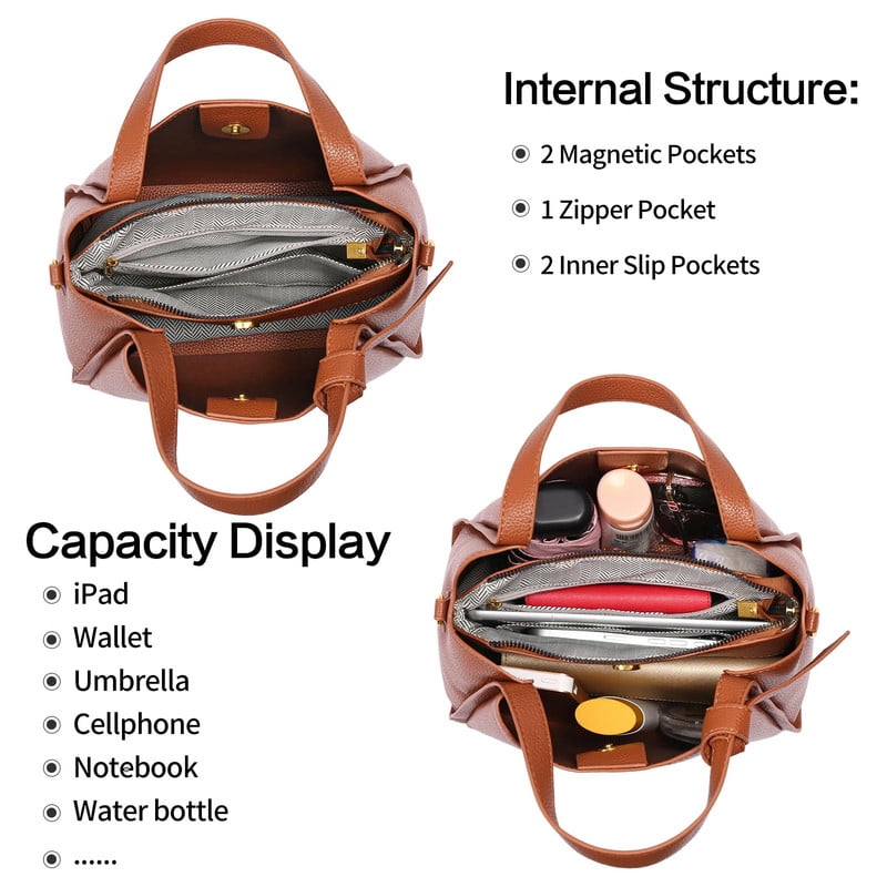FALAN MULE Women’s Tote Bag Leather Crossbody Handbag Top Handle Satchel Purse with Adjustable Strap, Multi-Compartment Shoulder Bag