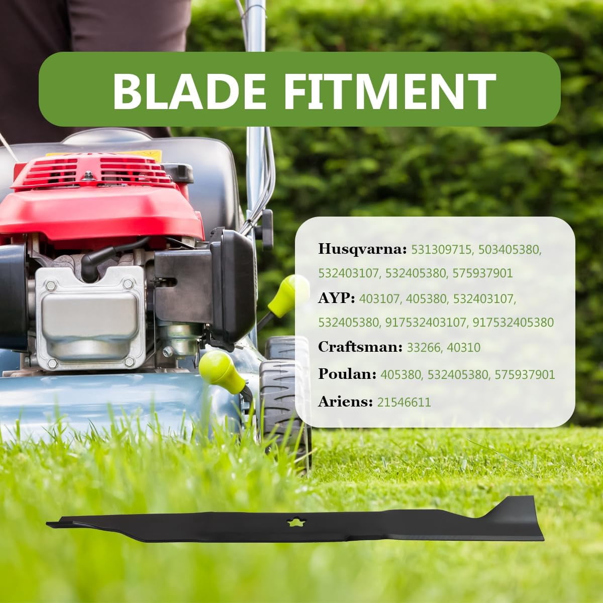 532405380 Lawn Mower Medium Lift Blade for  YTH20K46 YTH22V46 Craftsman YT3000 46 Inch Deck - Heavy Duty Blade Replaces 33266 403107 405380 532405380-2 Pack