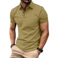 thumbnail image 2 of Men's Polo Shirts Short Sleeve Casual Polo T-Shirt Slim Fit Golf Shirts Khaki XL, 2 of 7