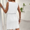 thumbnail image 4 of LOVZFMLL Robes Femmes Couleur Unie Frenum à Cordon Motif Creux Robe Sans Manches Col, 4 of 6
