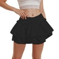 thumbnail image 4 of GEWSEY Women's Elastic High Waist Bubble Skirt Loose Fit Mini Ruffle Skirts (Black, S), 4 of 9
