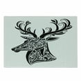 thumbnail image 1 of Antlers Cutting Board, Tattoo Pattern in the Shape of a Deer Creative Portrait in Black and White Colors, Decorative Tempered Glass Cutting and Serving Board, Small Size, Black White, by Ambesonne, 1 of 1
