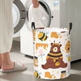 thumbnail image 6 of Uemuo Cute Bee Honey Jar Hive Bear Pattern Circular Laundry Hamper Basket with handles,Collapsible laundry basket,Large capacity laundry hamper,Laundry Organizer-, 6 of 8