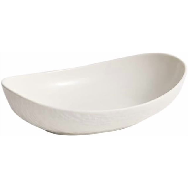 Plates Oval Ceramic Plates for Home Use, Hotel Restaurant Use, Japanese Style Salad Plates, Stone Pattern Deep Plates Dishes(Medium)