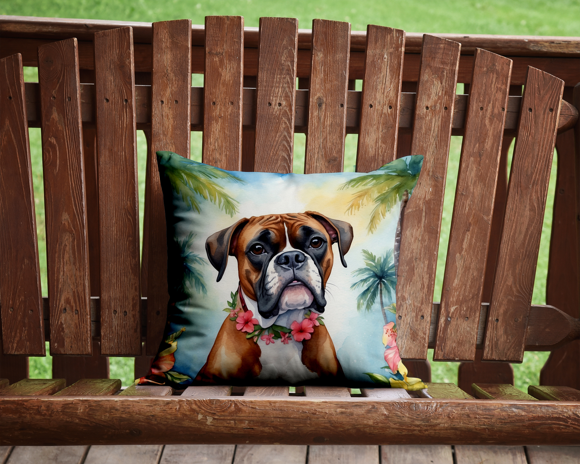 Boxer Luau Throw Pillow 14 in x 14 in