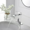 thumbnail image 4 of BWE Chrome Bathroom Faucet Modern Waterfall Single Hole Faucet for Bathroom Sink Single Handle with Pop Up Drain with Overflow Assembly and Supply Line Lavatory Bath Faucet Lead-Free, 4 of 7
