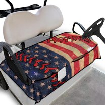SEANATIVE USA Flag Golf Cart Seat Cover 4Th of July Golf Cart Seat Blanket 2 Passenger Breathable Golf Cart Seat Covers for Club Car Travel Sports Golf Cart Accessories with 4 Pockets