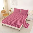 thumbnail image 2 of Castle Fairy Abstract Vertical Stripes Bed Sheets 4-Piece,Minimalist Linear Band Full Size Sheets,Lavender Red,1 Flat Sheet, 1 Fitted Sheet and 2 Pillowcases, 2 of 7