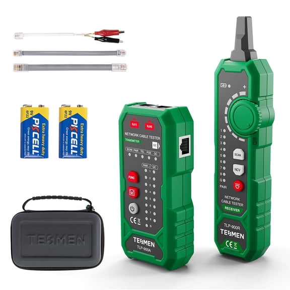 TESMEN Network Cable Tester and Tracer, Ethernet Wire Finder RJ45 RJ11 for CAT5 CAT6 PoE with Tone Generator, Continuity and NCV