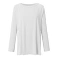 thumbnail image 4 of White Women's Long Sleeve T-shirt, Long Shirt Women'S Long Sleeve Oversize Basic Long Sleeve Pullover Tunic Crew Neck V Neck Long Sleeve Top Casual Plain Tops Spring Summer Cotton Blouses Long Sleeve,, 4 of 7