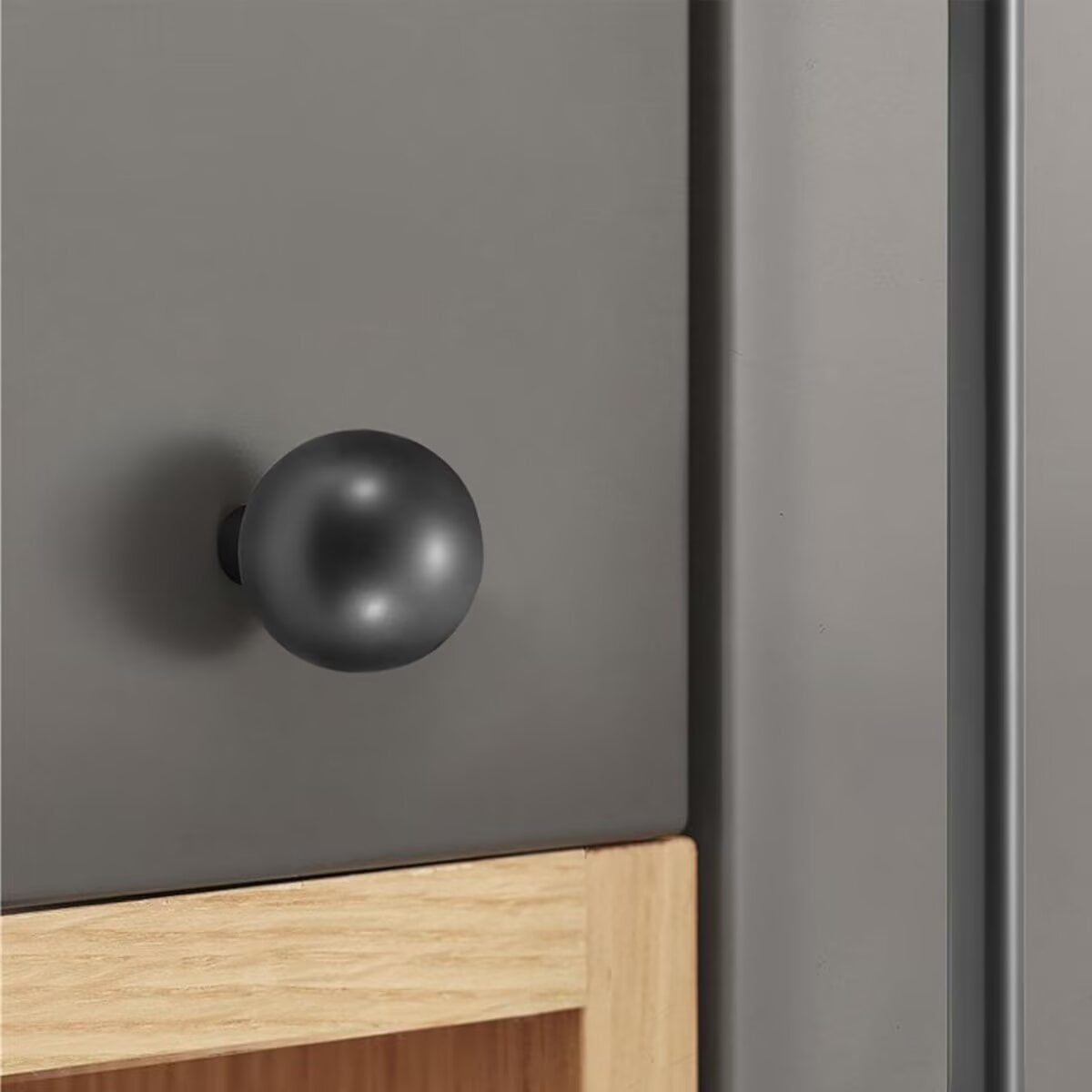 HDJNal 10 Pack Gray Drawer Pulls Kitchen Cabinet Knobs Solid Ball Shape Dresser Drawer Knobs Dresser Knobs Drawer Knobs Simple Cabinet Hardware for Cupboard Drawer Pulls
