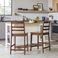 thumbnail image 3 of Walker Edison Modern Solid Wood Counter Stool, Set of 2, Walnut, 3 of 16