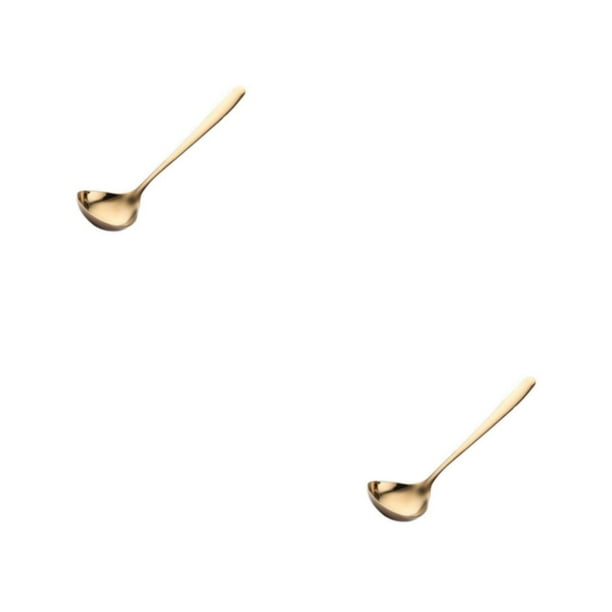 Cateissary Cuchara para salsa de acero inoxidable, reemplazo portátil, antioxidante, chapado en inodoro, para restaurante, cucharón para sopa, Oro 2piezas