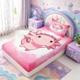 thumbnail image 2 of Manfei Pink-Blue Axolotl Twin Fitted Sheet,Watercolor Salamander Print Bedding,2pcs,1 Fitted Sheet and 1 Pillowcase, 2 of 6