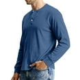 thumbnail image 4 of QHRMKOG Long Sleeve Henley Shirts for Men Classic Fit Thermal Basic Color Shirt Casual T-Shirt Fashion Pullover Top Blue S, 4 of 9