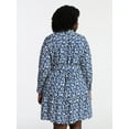 thumbnail image 3 of Terra & Sky Women's Plus Size Tiered Shirt Dress with Long Sleeves, Sizes 0X-5X, 3 of 5