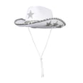 thumbnail image 4 of Sombrero de vaquero occidental, sombrero de fiesta, gorra de ala ancha, accesorio de novia, sombrero de copa de jazz, vaquera blanco, 4 of 9