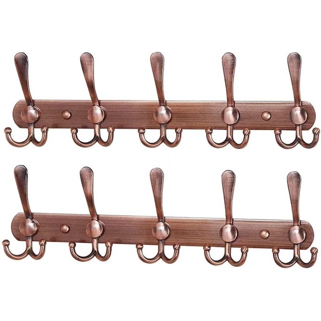 Perchero de pared de acero inoxidable, ganchos de pared, 20 ganchos, dorado