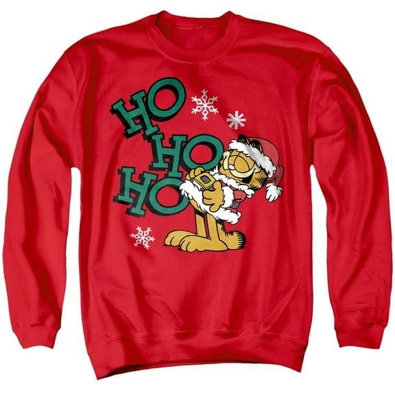 Garfield Ho Ho Ho Christmas Unisex Adult Crewneck Sweatshirt, Red, Medium