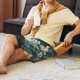 thumbnail image 5 of Balery Tropical Parrot Floral Artwork Pantalones cortos de pijama de punto de algodón para hombre con cinturilla y bolsillos-Medium, 5 of 6