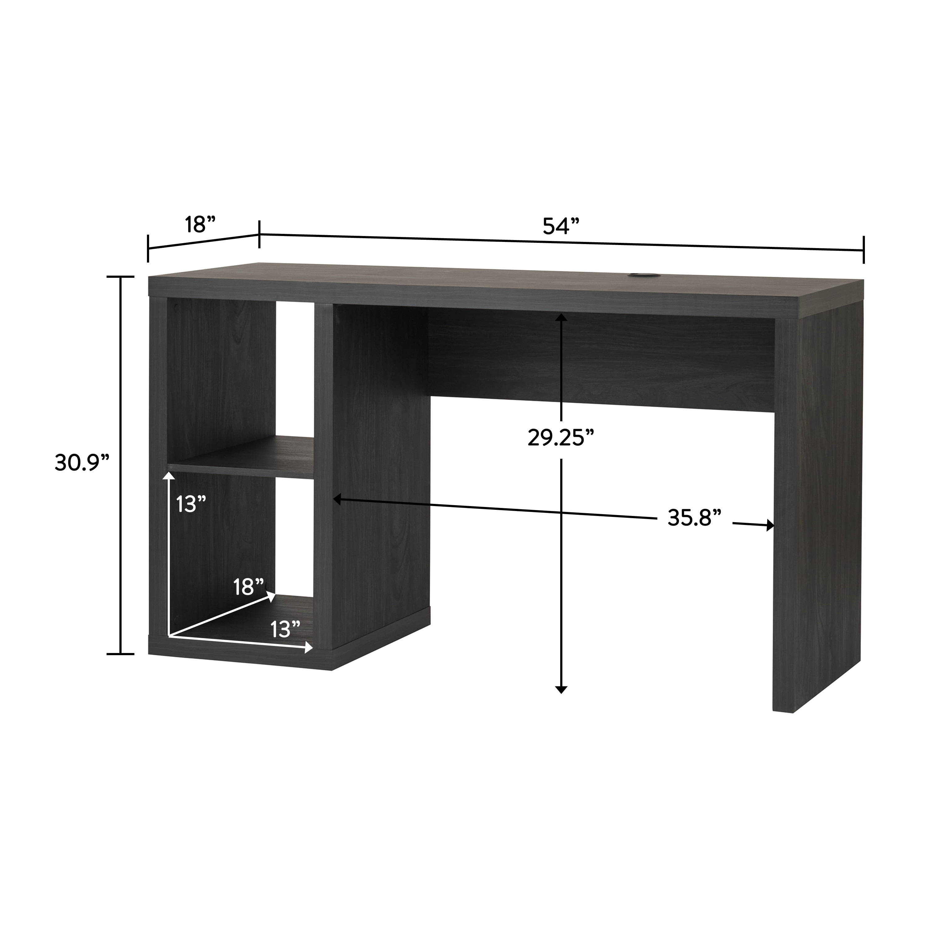 Better Homes & Gardens Cube Storage Office Desk, Charcoal
