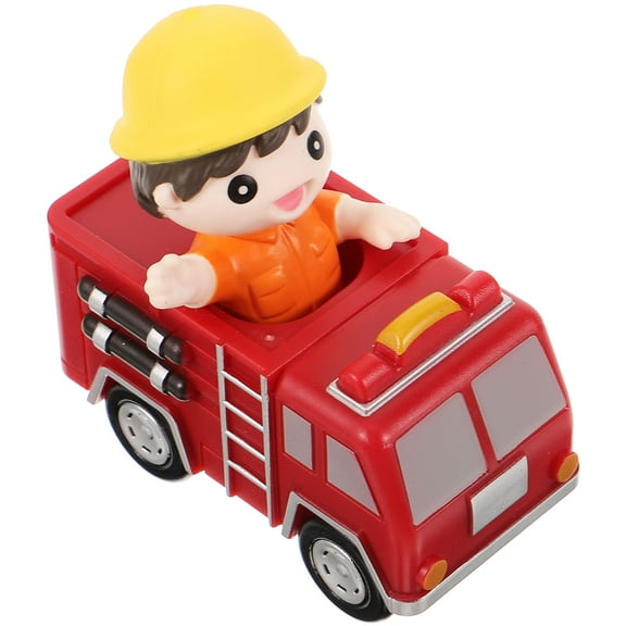 EXHUMKY Red Fire Truck Cake Topper for Boys Birthday Party, Cartoon Firetruck Decoration, 1 Set for Kids Celebration
