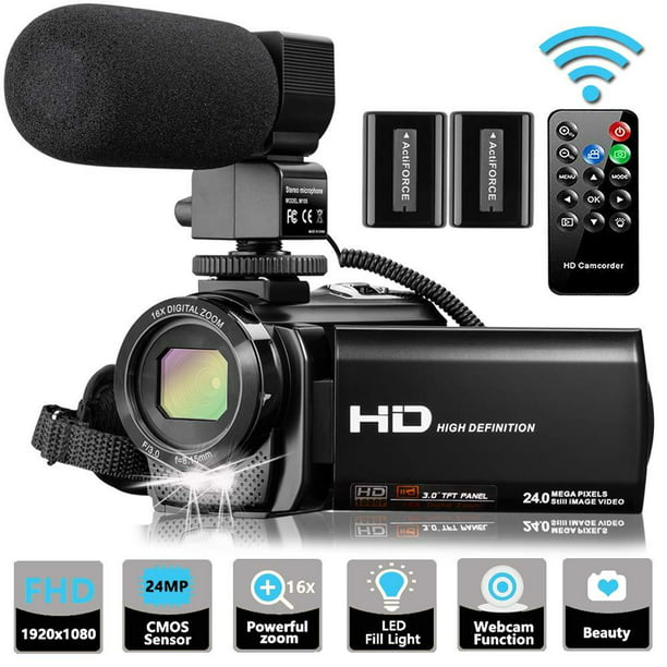 Video Camera Camcorder with Microphone, VideoSky FHD 1080P 30FPS 24MP