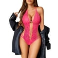 thumbnail image 4 of Avidlove Lingerie for Women Lace Bodysuit Halter One Piece Lingerie Sleepwear Rose Red S, 4 of 4