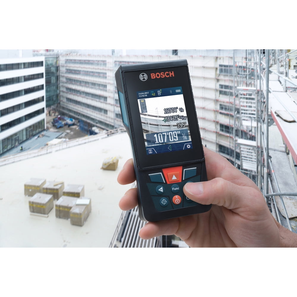 Restored Bosch GLM400C-RT 400 ft Cordless Bluetooth Laser Measure with Camera Viewfinder and AA Batteries Kit (Refurbished)
