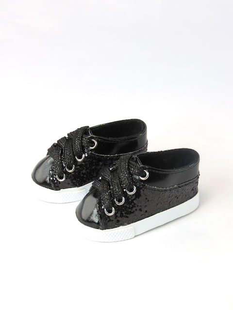 BLACK PU LEATHER LACE UP SHOES FOR  LARGE DOLLS REBORN  AROUND 28 IN 