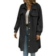 thumbnail image 6 of RYRJJ Fuzzy Fleece Jackets for Women Plus Size Long Sleeve Lapel Button Down Long Teddy Coat Warm Fall Winter Outwear(Black,M), 6 of 9