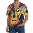 thumbnail image 3 of Fotbe World Map Guitar Illustration print Short Sleeve Button Down Shirts for Men Casual Summer Beach Wrinkle Free Shirt-XX-Large, 3 of 7