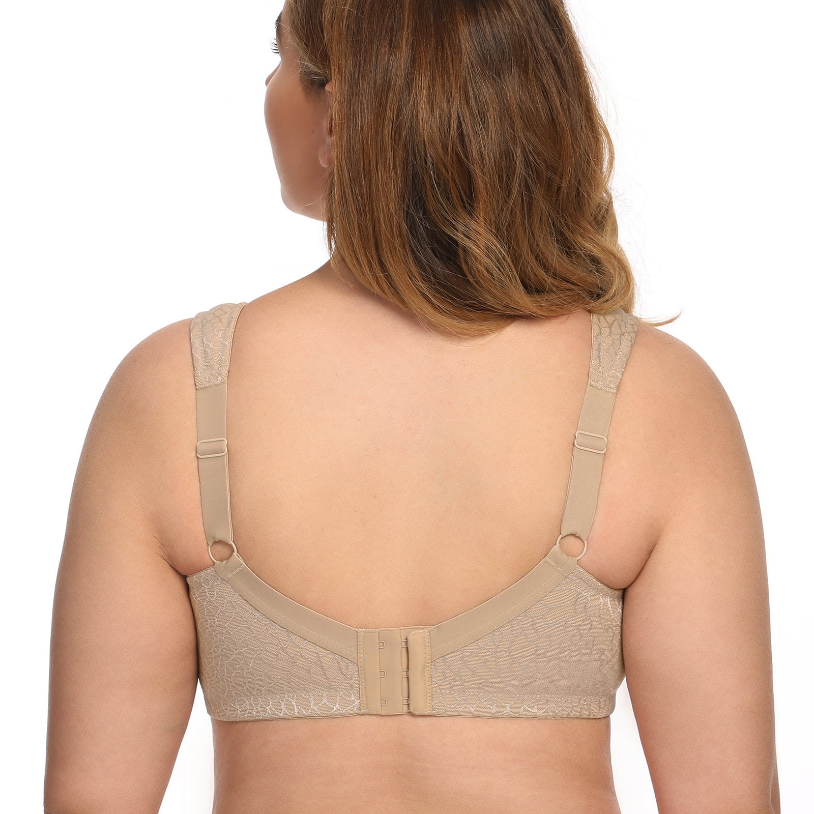 Exerin Women's Plus Size Comfort Full Coverage Double Support Unpadded Wirefree Minimizer Bra (38B, Toffee)