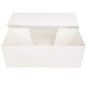 OCreme White Rectangular Cake Box 14 Inch x 6 Inch x 5 Inch High with Scalloped Window - Pack of 25