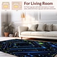 thumbnail image 2 of ODIKA 6'x9' Machine Washable Non-Slip Area Rug, Futuristic Innovation Circuitry Inspired Geometric Design High Traffic Rug, Blue, 185016, 2 of 7