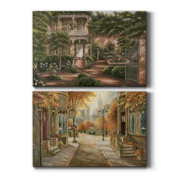 Jane's Courtyard II Premium Gallery Wrapped Canvas - Ready to Hang - Set of 2 - 8 x 12 Each