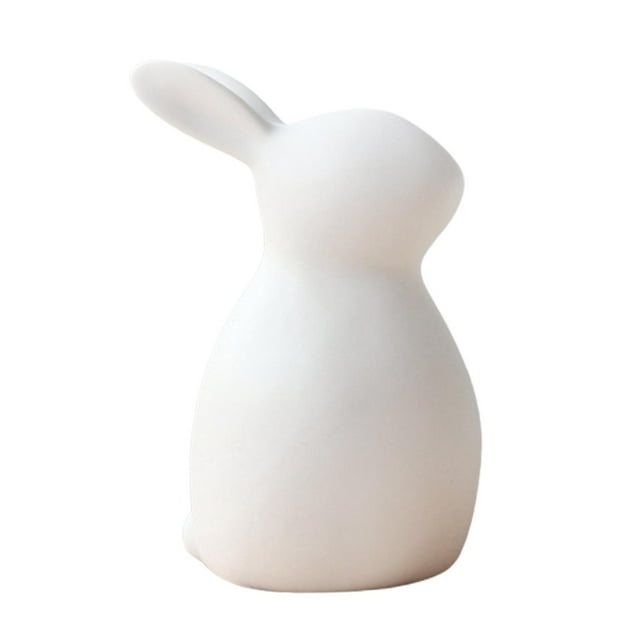 Adorable Easter Bunny Figurines Ceramic Crafts Sculpture Rabbit Statue for Cabinet Weddings Collection Decoration Window , B 7.6x12.6cm