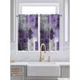 thumbnail image 2 of Purple Grey Tier Curtains 45 Inches Long, Abstract Art Oil Painting Modern Geometric Window Treatment Curtain Drapes, Small Curtain Drapes for Bathroom Laundry Room, 27.5"x45", 2 Panels, 2 of 7