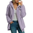thumbnail image 2 of Sherpa Fleece Jacket For Women Full Zip Oversized Long Sleeve Hooded Fuzzy Cardigan Coat Fashion Winter Outwear, 2 of 5