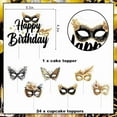 thumbnail image 6 of 25 Pcs Black Gold Masquerade Birthday Cake Decorations - Masquerade Happy Birthday Cake Topper, Masquerade Cupcake Toppers for Women, Masquerade Mardi Gras Party Supplies, 6 of 6