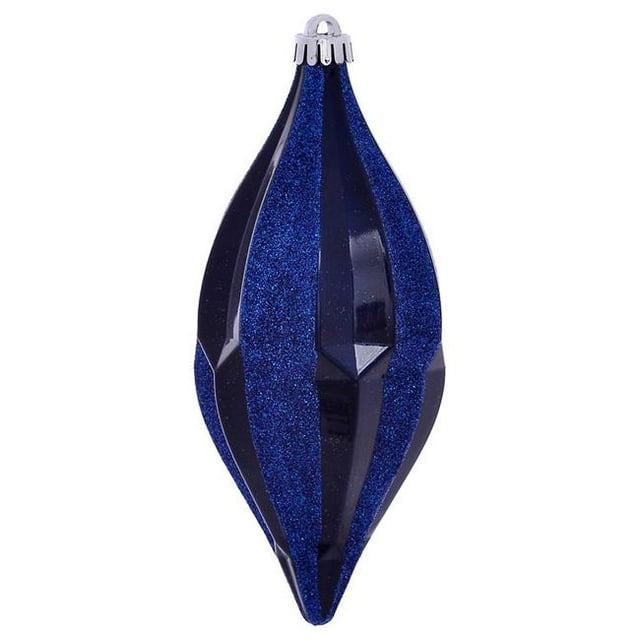Vickerman MC191131D 10 in. Midnt Blue Candy Glitter Shuttle Ornament - 2 per Bag