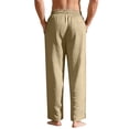thumbnail image 3 of Zimjoy Men's Casual Pants Loose Straight Bamboo Linen Trousers Elastic Waist Drawstring Summer Lounge Pants, Khaki L, 3 of 4