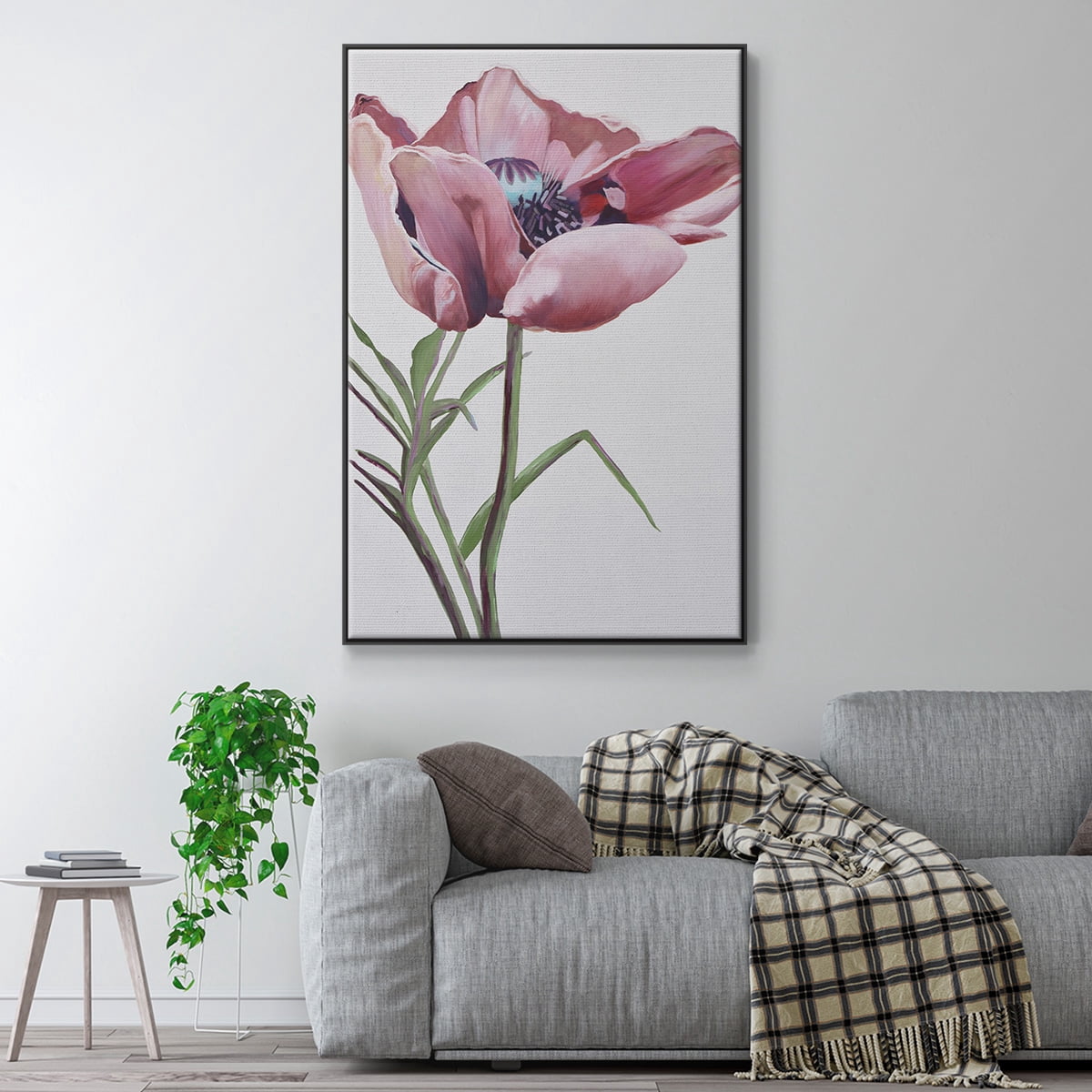 Paris Poppy Framed Premium Gallery Wrapped Canvas - Ready to Hang - 25 x 37 - Black Floating Frame